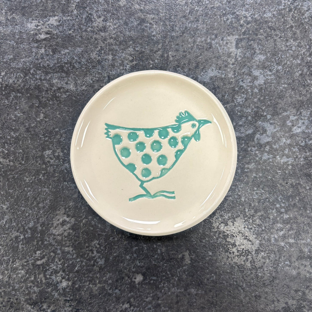 Maple Tree Pottery Hen Ring Dish - Turquoise