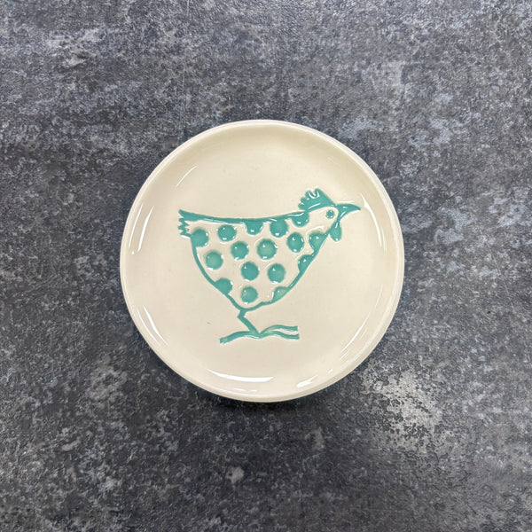 Maple Tree Pottery Hen Ring Dish - Turquoise