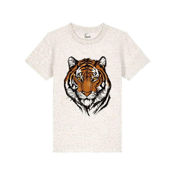 Fauna Kids T-Shirt | Handpainted Tiger on Oatmeal