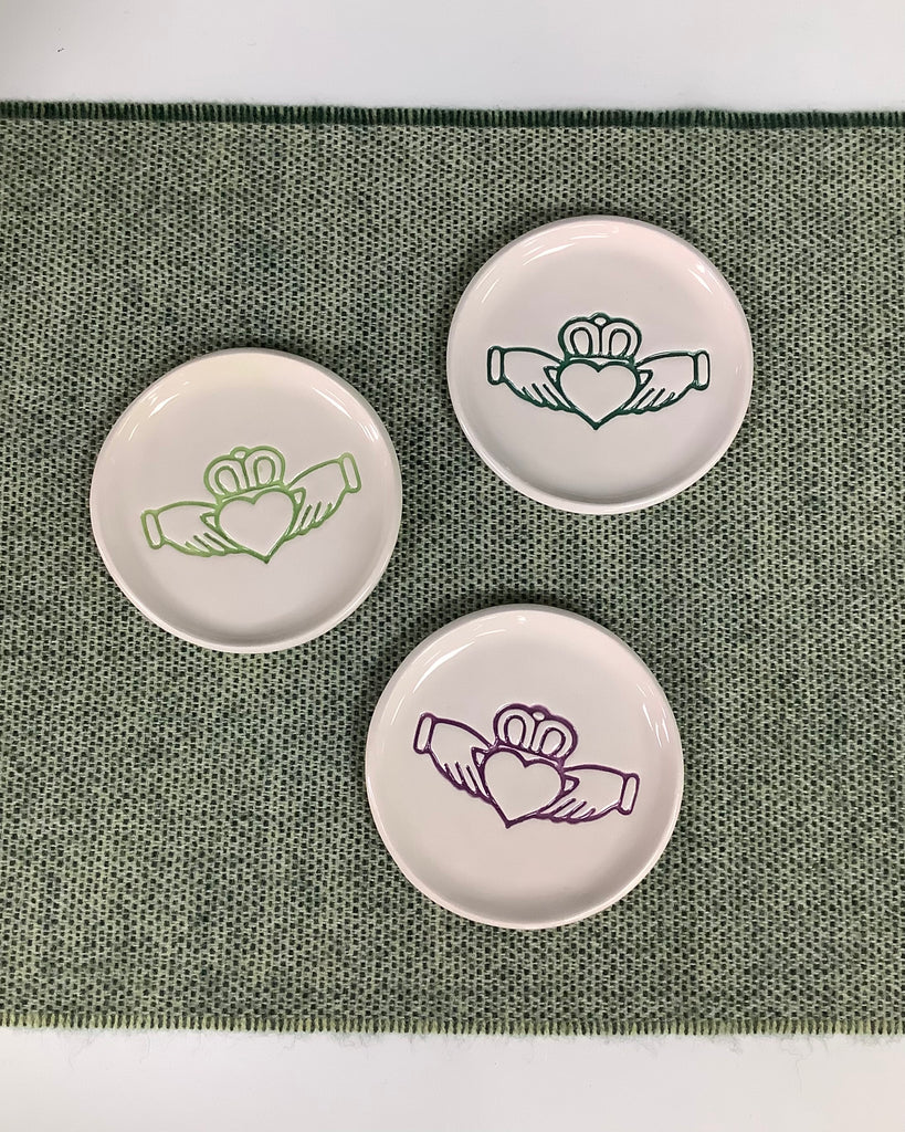 Maple Tree Pottery Claddagh Ring Dish - Light Green