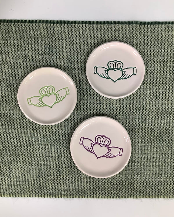 Maple Tree Pottery Claddagh Ring Dish - Emerald Green