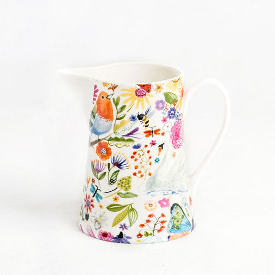 Shannonbridge Pottery Ireland, Swan Garden. Half Pint Jug