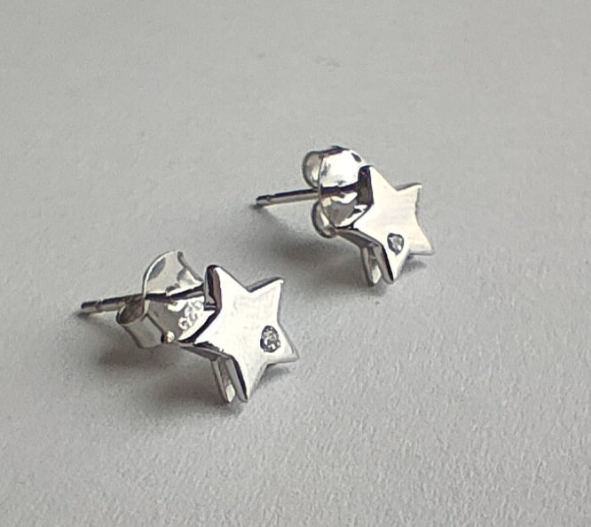 Kilkenny Silver-Stone Stud  Star Earrings