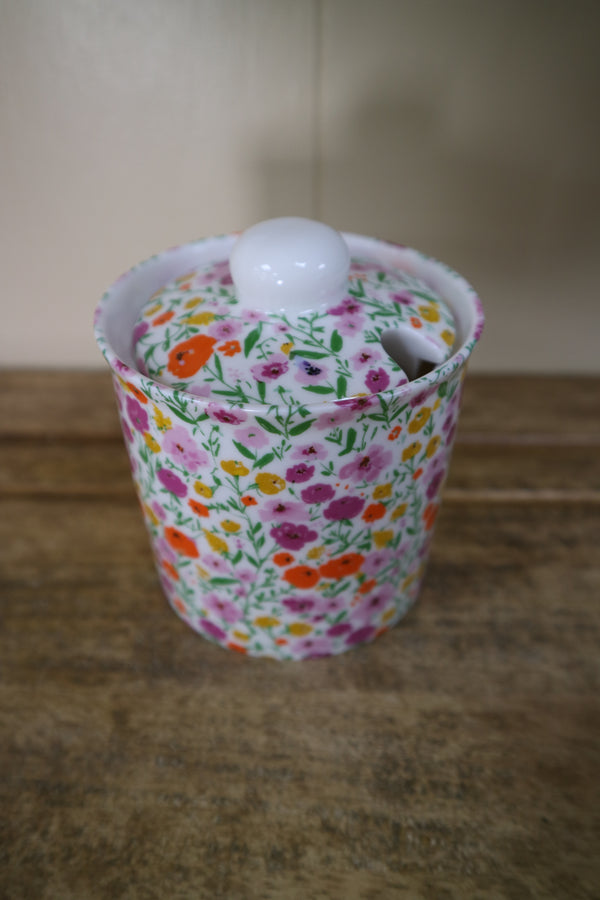 Shannonbridge Pottery Ireland, Bloom Field. Covered Sugar Bowl