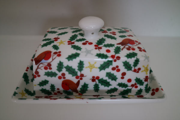 Shannonbridge Pottery Ireland, Holly. Butter Dish
