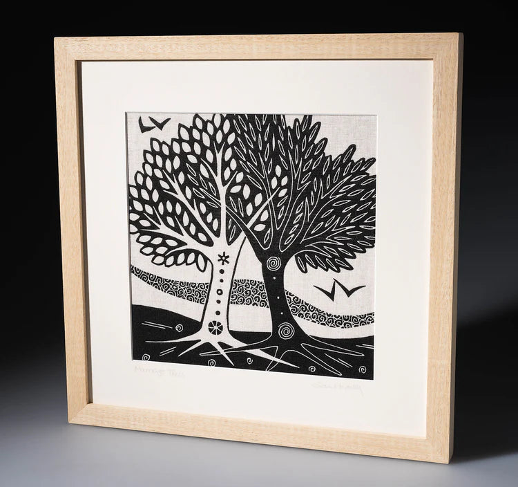 Gail Kelly : Marriage Trees - linocut printed on Irish linen (large)