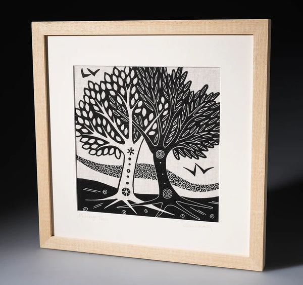 Gail Kelly : Marriage Trees - linocut printed on Irish linen (large)