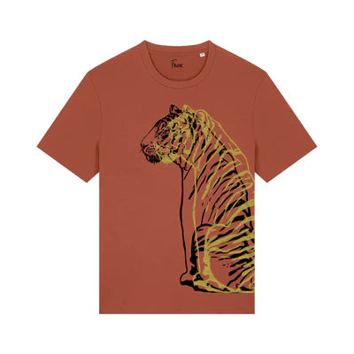 Fauna Organic Cotton Unisex T-shirt | Double Tiger on Bronze