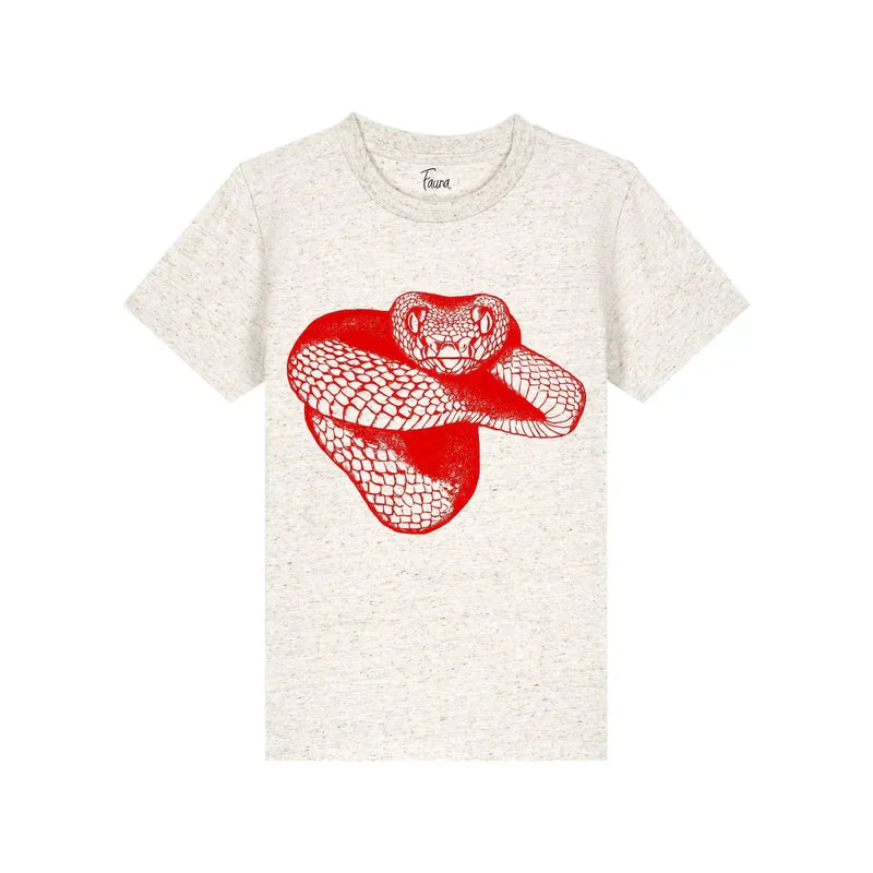 Fauna Organic Cotton Unisex T-shirt | Red snake on Oatmeal