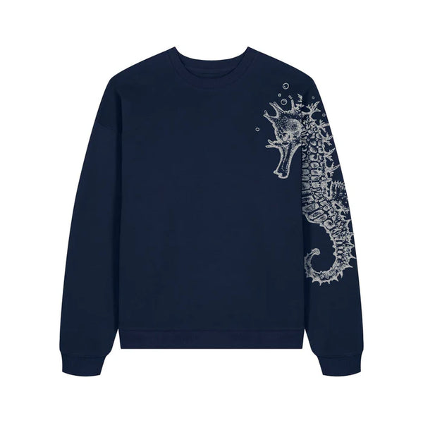 Fauna Woman's Oversized Sweatshirt | Seahorse Navy