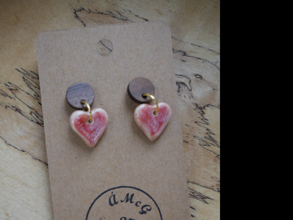 ÁMcG 27 Crafts Ceramic Drop Earrings Red hearts