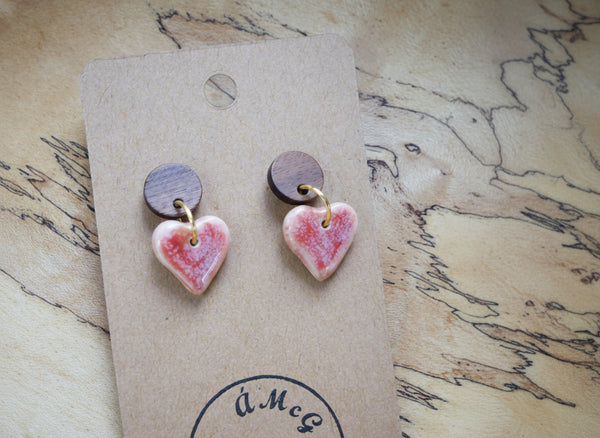 ÁMcG 27 Crafts Ceramic Drop Earrings Red hearts
