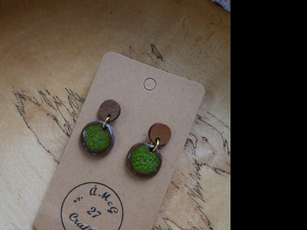 ÁMcG 27 Crafts Ceramic Drop Earrings Green circle