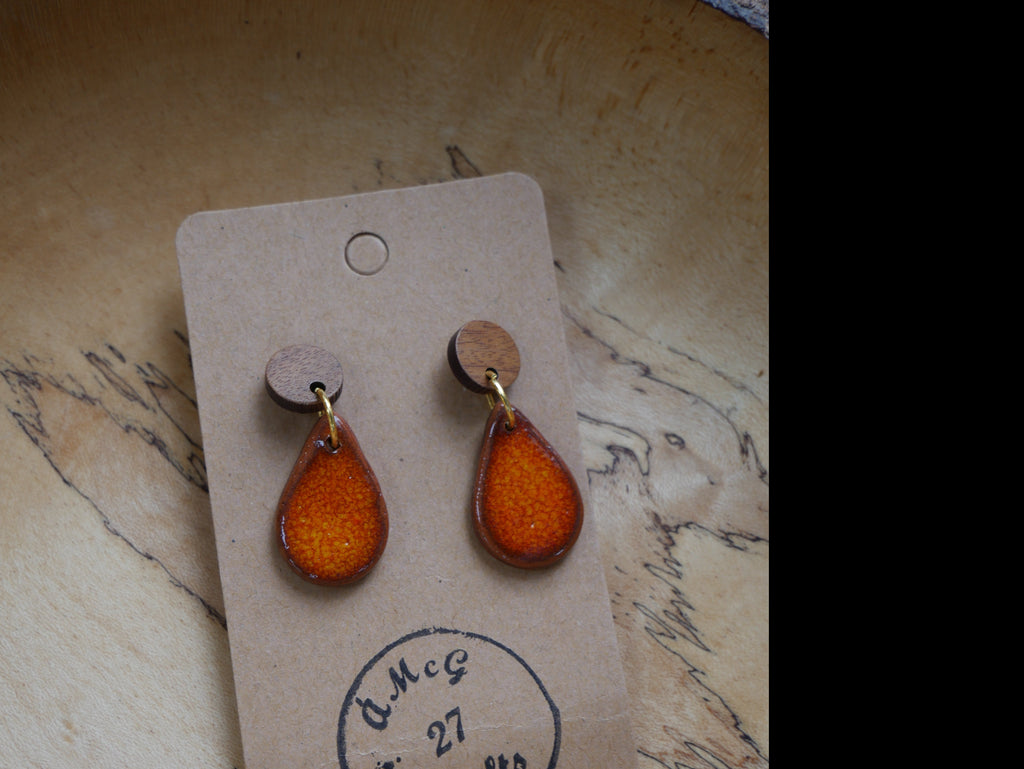 ÁMcG 27 Crafts Ceramic Drop Earrings Orange Teardrop