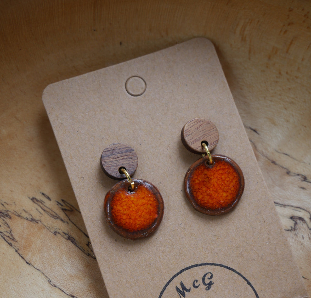 ÁMcG 27 Crafts Ceramic Drop Earrings Orange Circle