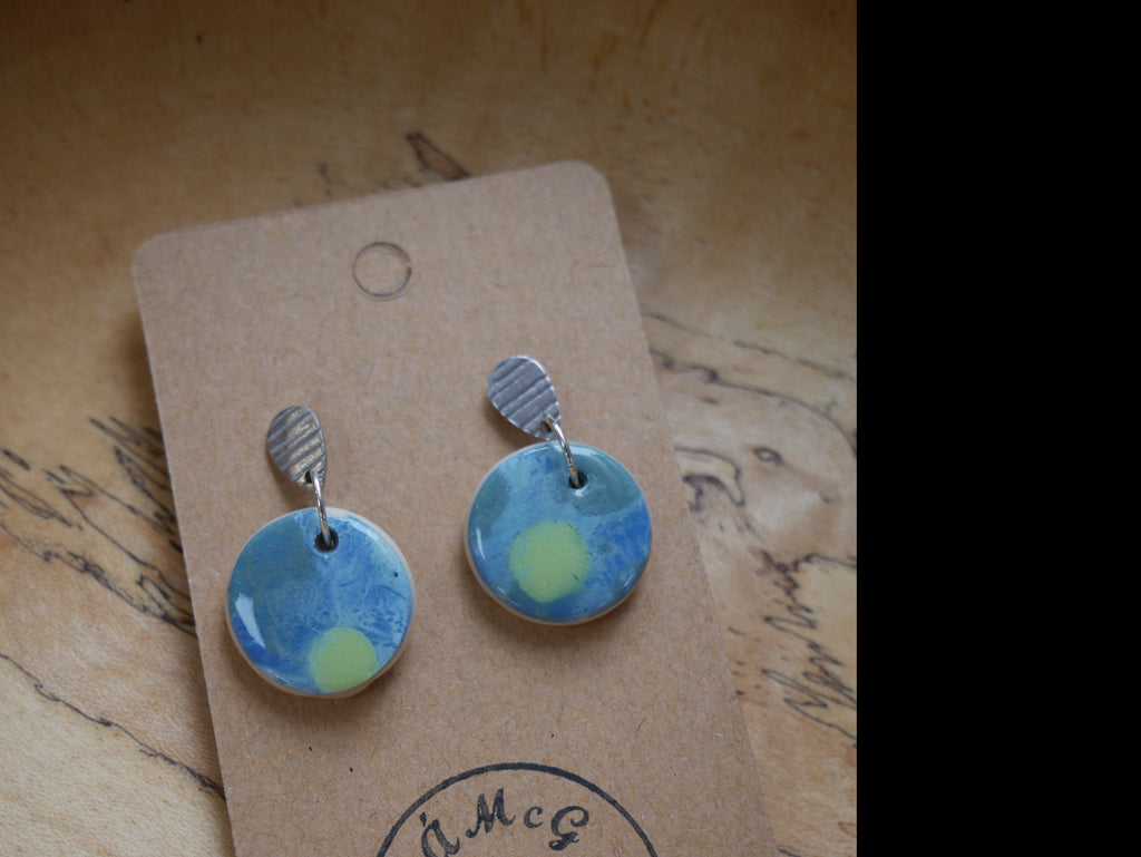 ÁMcG 27 Crafts Ceramic Drop Earrings circle blue