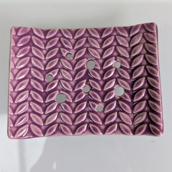 Maple Tree Pottery- Purple Leaves Soap Dish