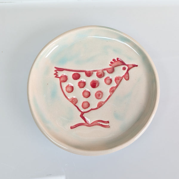 Maple Tree Pottery- Hen Ring Dish-Speckled Red