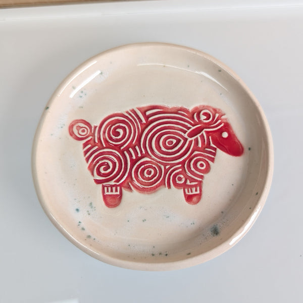 Maple Tree Pottery- Sheep Ring Dish-Speckled Red