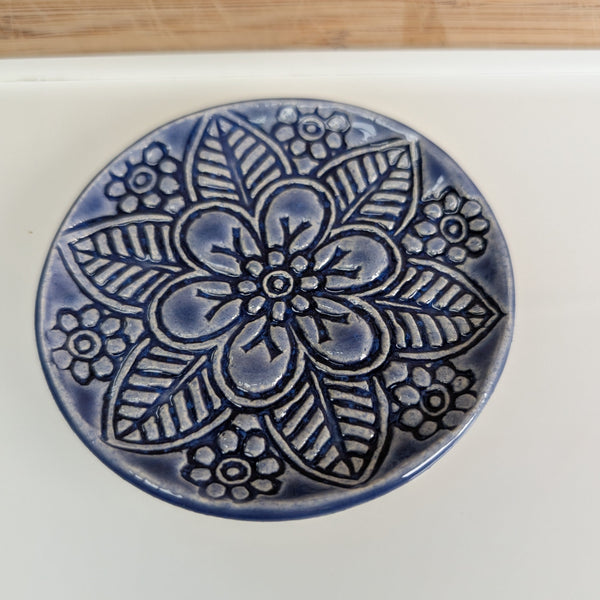 Maple Tree Pottery-Floral Pattern- Deep Blue