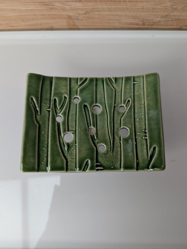 Maple Tree Pottery- Bamboo Green Soap Dish