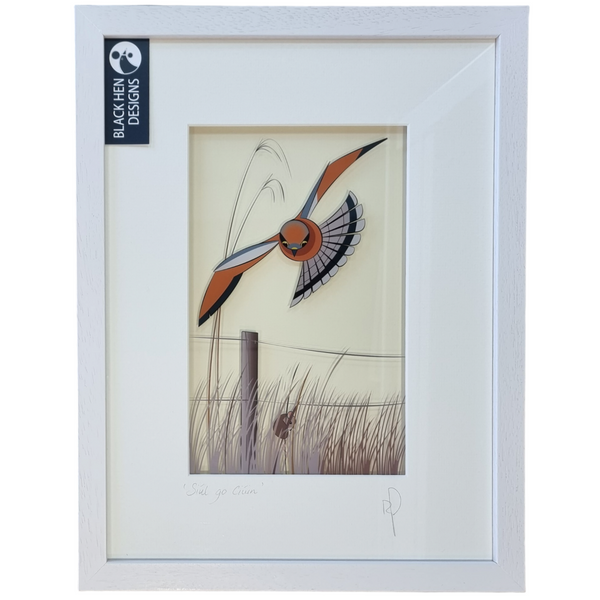 Black Hen Designs Súil Ghrinn/Eagle Eye Large White Frame