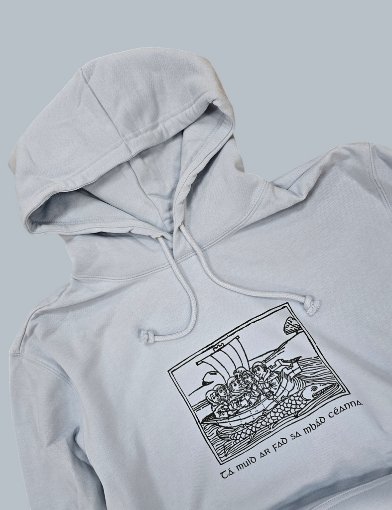 An Spailpín Fánach Sa Mbád Céanna/In The Same Boat Ice Blue Hoodie