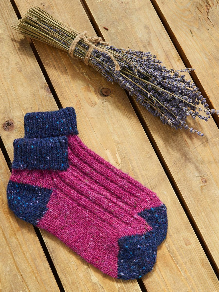 Aran Woollen Mills Knitted Wool Socks | Fuchsia & Blue