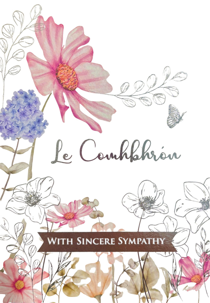 The Glen Gallery Le Comhbhrón with sincere sympathy floral