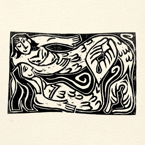 Jess Lila Wood Illustration. Lino Prints 'The Merfolk of Zennor'