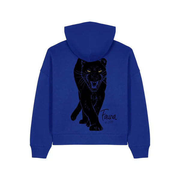Fauna Women's Hoodie | Panther on Blue