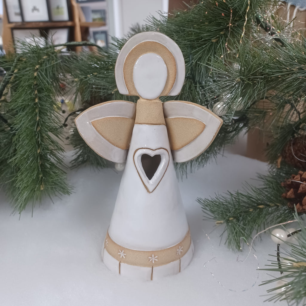 Michelle Butler - Large angel tealight holder in white