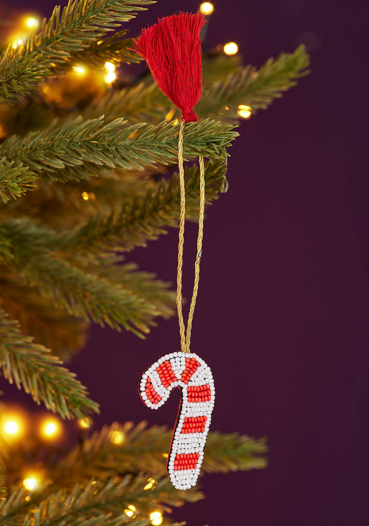 Candy Cane Beaded Decoration
