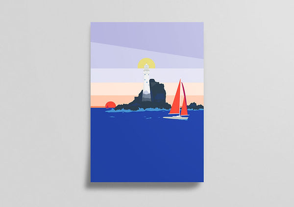 Pawpear Carraig Aonair/Fastnet A3 Print. framed white