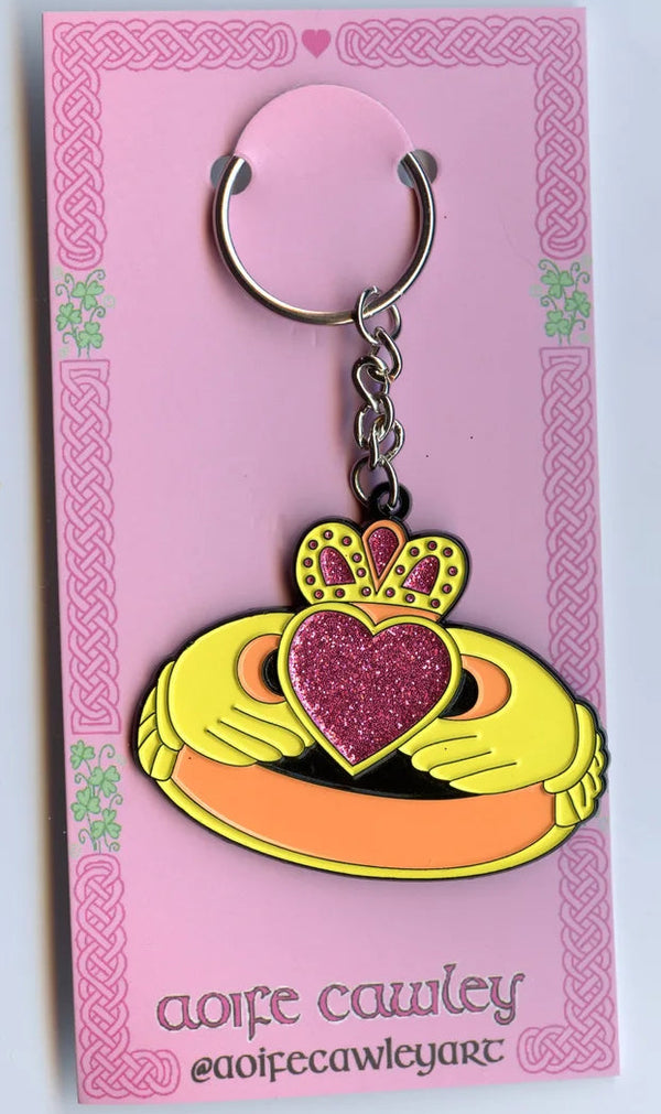 Aoife Cawley Art- Claddagh Ring Glitter Keyring