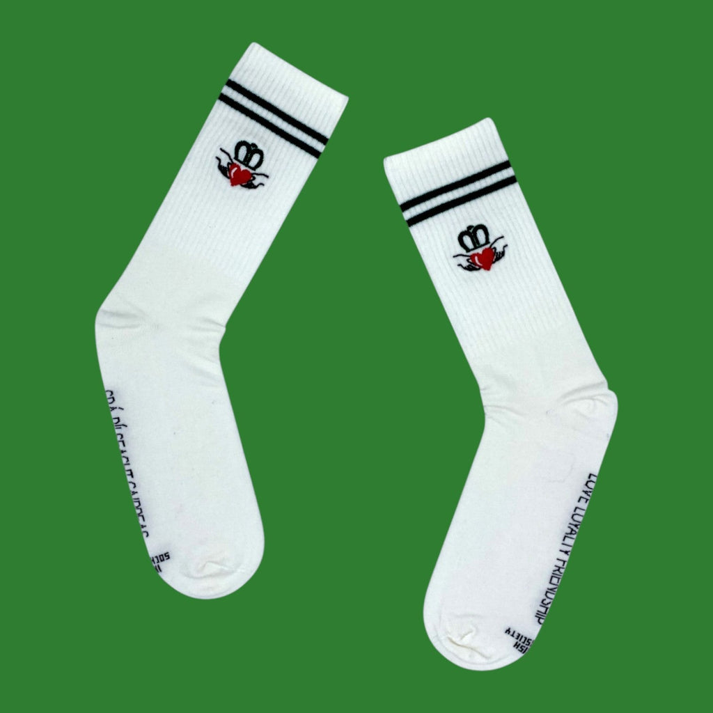 Claddagh Ring Socks White Embroidered