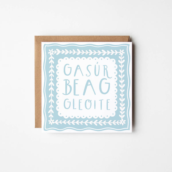 Irish greeting card | New baby boy | Gasúr beag gleoite
