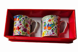 Shannonbridge Pottery Ireland. Swan Garden, 2 Piece Mug Set