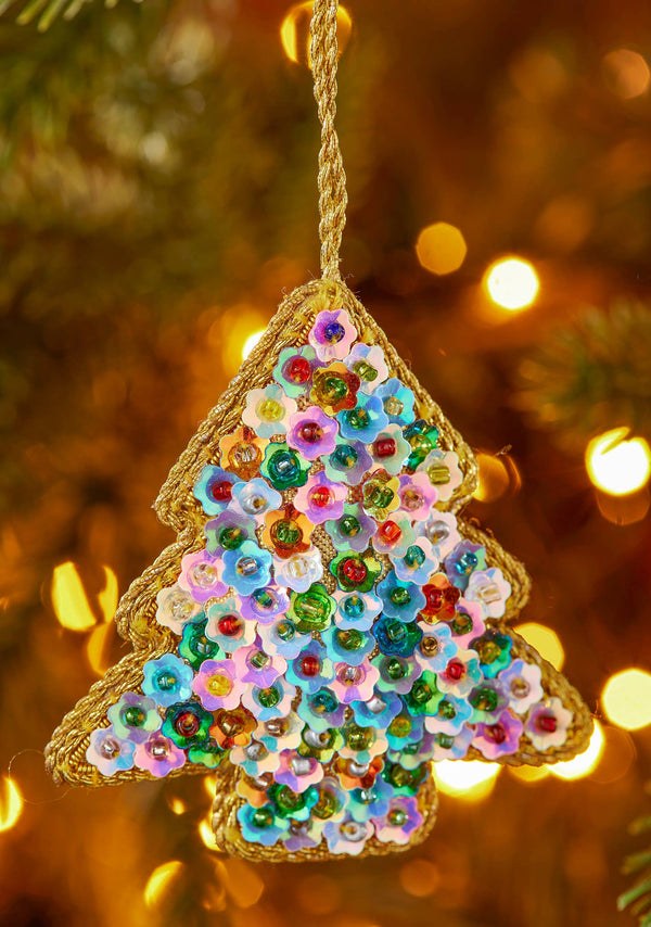 Floral Sequin Tree Hanging Decoration
