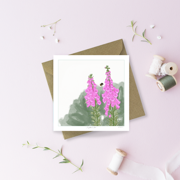 BEE & FOXGLOVE Greetings Card