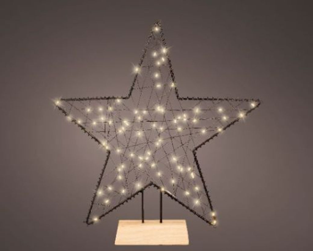 LED Metal Star on Wood Stand