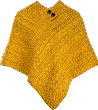 Aran Woollen Mills 100% Merino Poncho. Mustard
