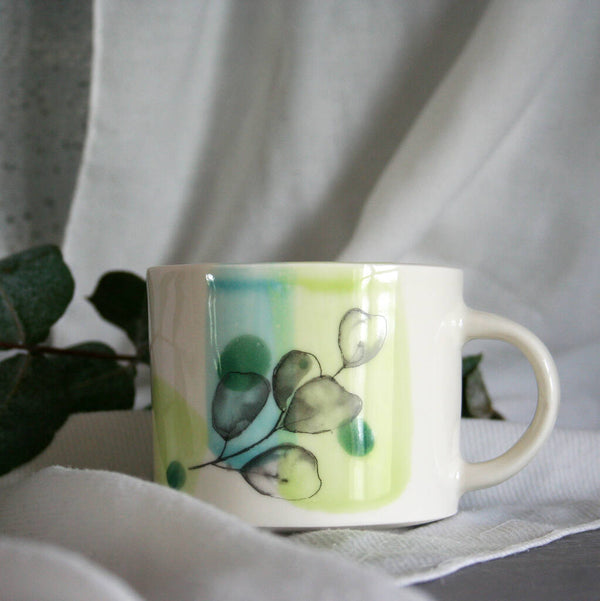 Rachel Leary Ceramics. Botanical Mug Eucalyptus