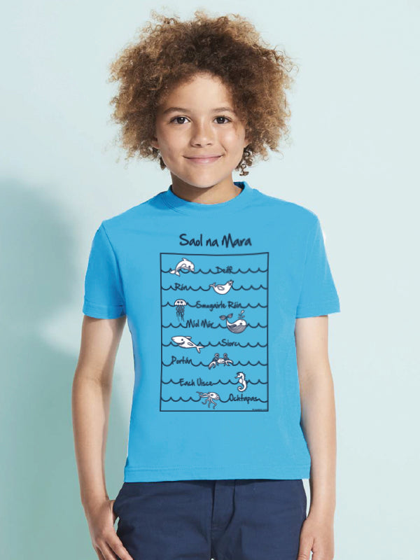 An Spailpín Fánach Sea Life. Saol na Mara. Child's Irish T-Shirt 5-6 years