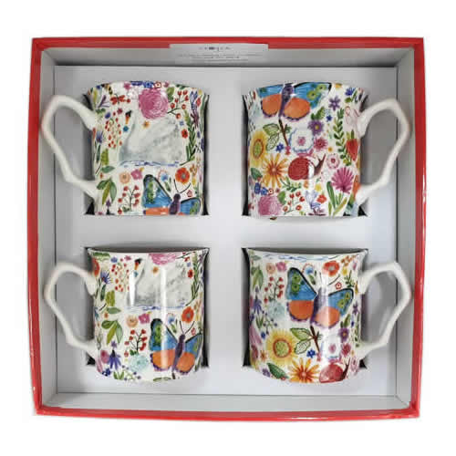 Shannonbridge Pottery Ireland 4 Piece Set Swan Garden