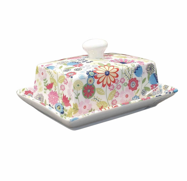 Shannonbridge Pottery Ireland Ditsy Flower Butter Dish
