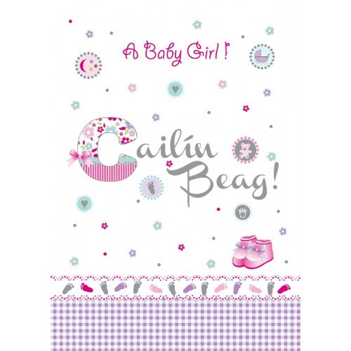 The Glen Gallery Flowers & Checks New Baby Girl Card