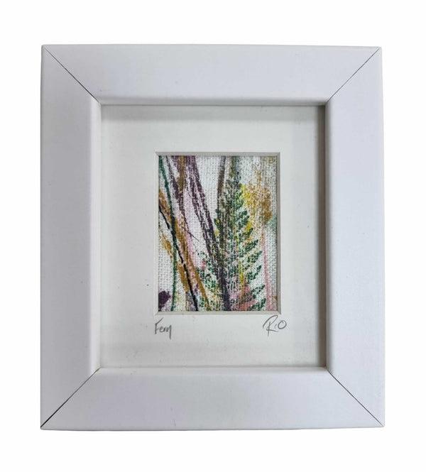 Ruth Osborne Mini Art 'Pink Fern' Irish Linen Original