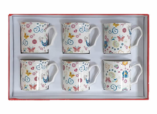 Shannonbridge Pottery Ireland 6 Piece Mug Set Funky Hen
