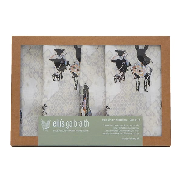 Eilís Galbraith Designs Peek A Boo Natural Irish Linen Set Of 4 Table Napkins